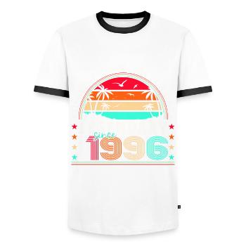 Legendary September 1996 26th birthday gift - Men's Ringer Shirt - white/black - Front - AI Model Female 172 light (172cm) & AI Model Male 178 dark (178cm)
