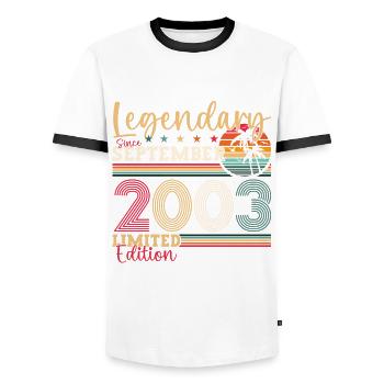 Legendary September 2003 19th Birthday Gift - Men's Ringer Shirt - white/black - Front - AI Model Female 172 light (172cm) & AI Model Male 178 dark (178cm)