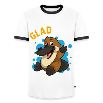 Platypus Humor Gladypus Glad to Be a Cute Platypus - Men's Ringer Shirt - white/black - Front - AI Model Female 172 light (172cm) & AI Model Male 178 dark (178cm)