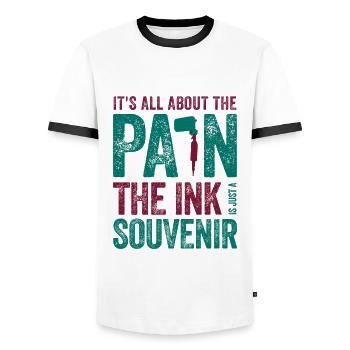 Tattooist Gift All About the Pain Ink the - Men's Ringer Shirt - white/black - Front - AI Model Female 172 light (172cm) & AI Model Male 178 dark (178cm)