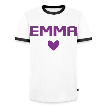 Emma Cœur - T-shirt contrasté Homme - blanc/noir - Devant - AI Model Female 172 light (172cm) & AI Model Male 178 dark (178cm)