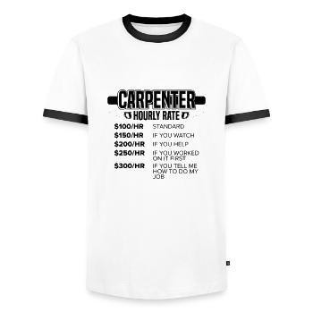 Lustiger Zimmermann Geschenk Zimmermann Stundensatz - Männer Kontrast-T-Shirt - Weiß/Schwarz - Vorne - AI Model Female 172 light (172cm) & AI Model Male 178 dark (178cm)