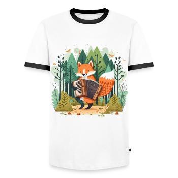 Musikalischer Fuchs - Männer Kontrast-T-Shirt - Weiß/Schwarz - Vorne - AI Model Female 172 light (172cm) & AI Model Male 178 dark (178cm)