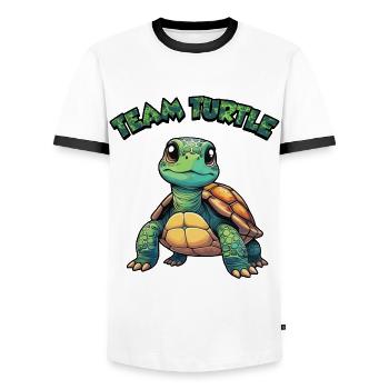 Team Turtle - Men's Ringer Shirt - white/black - Front - AI Model Female 172 light (172cm) & AI Model Male 178 dark (178cm)
