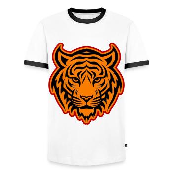 Tiger Head - Men's Ringer Shirt - white/black - Front - AI Model Female 172 light (172cm) & AI Model Male 178 dark (178cm)