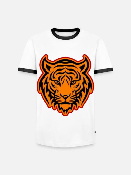 Tiger Head - Men's Ringer Shirt - white/black