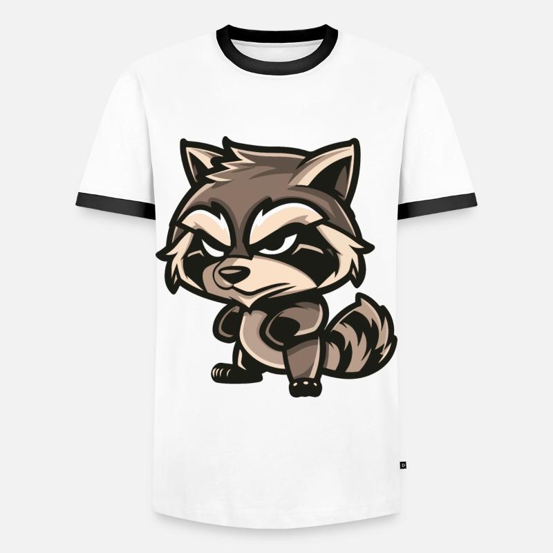 Waschbär Comic - Männer Kontrast-T-Shirt - Weiß/Schwarz