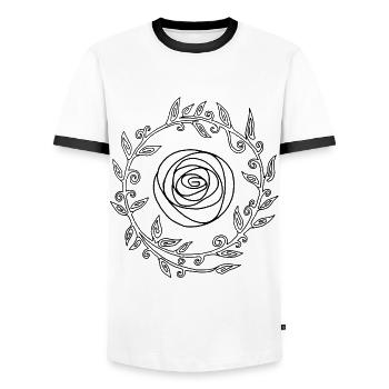 Black Crowned Flower - Men's Ringer Shirt - white/black - Front - AI Model Female 172 light (172cm) & AI Model Male 178 dark (178cm)