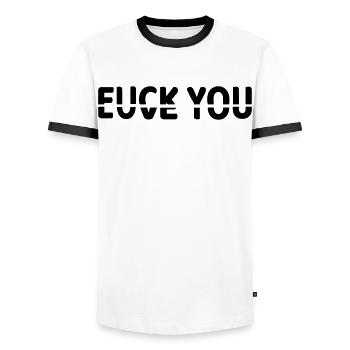 Ob ich dich liebe oder nicht # - Männer Kontrast-T-Shirt - Weiß/Schwarz - Vorne - AI Model Female 172 light (172cm) & AI Model Male 178 dark (178cm)
