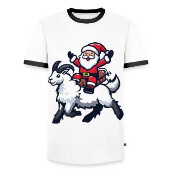 Mountain Goat Santa Claus - Men's Ringer Shirt - white/black - Front - AI Model Female 172 light (172cm) & AI Model Male 178 dark (178cm)