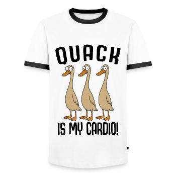 Running Duck Duck Running Duck Quack est mon cardio - T-shirt contrasté Homme - blanc/noir - Devant - AI Model Female 172 light (172cm) & AI Model Male 178 dark (178cm)