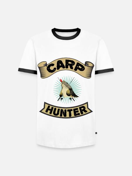 Carp Fishing Carp Angler Gift CARP-HUNTER - Men's Ringer Shirt - white/black