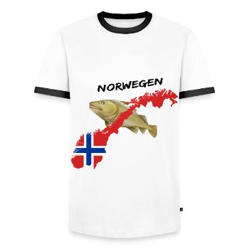 norvège dorsch carte de chasseur de cabillaud cadeau - T-shirt contrasté Homme - blanc/noir - Devant - AI Model Female 172 light (172cm) & AI Model Male 178 dark (178cm)