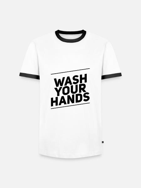 Wash Your Hands Lettering - Männer Kontrast-T-Shirt - Weiß/Schwarz