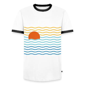 Saint Tropez Cote D’Été - T-shirt contrasté Homme - blanc/noir - Devant - AI Model Female 172 light (172cm) & AI Model Male 178 dark (178cm)