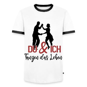 Du und ich tanzen das Leben - Männer Kontrast-T-Shirt - Weiß/Schwarz - Vorne - AI Model Female 172 light (172cm) & AI Model Male 178 dark (178cm)