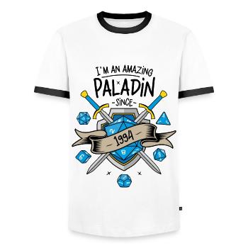 Ich bin seit 1994 ein erstaunlicher Paladin - Männer Kontrast-T-Shirt - Weiß/Schwarz - Vorne - AI Model Female 172 light (172cm) & AI Model Male 178 dark (178cm)