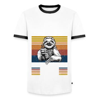 Faultier Geburtstag 2018 Geboren Jahrgang 2018 - Männer Kontrast-T-Shirt - Weiß/Schwarz - Vorne - AI Model Female 172 light (172cm) & AI Model Male 178 dark (178cm)