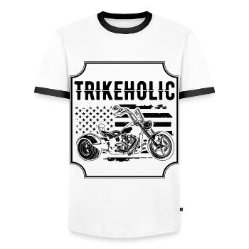 Trike - Men's Ringer Shirt - white/black - Front - AI Model Female 172 light (172cm) & AI Model Male 178 dark (178cm)
