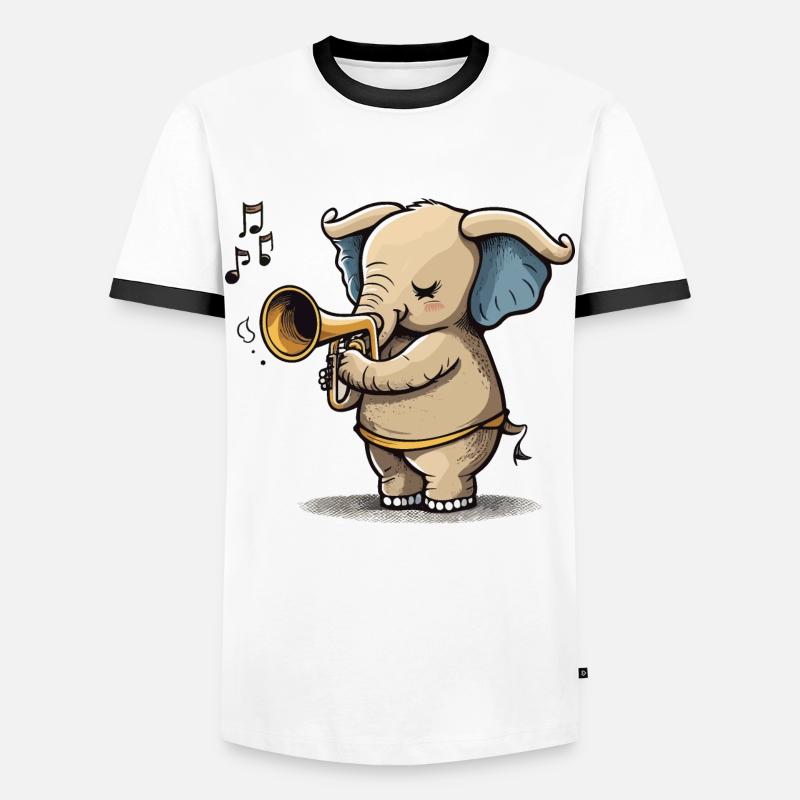 Trompete Elefant - Männer Kontrast-T-Shirt - Weiß/Schwarz