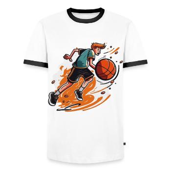 Joueur professionnel de basketball avec une vitesse maximale - T-shirt contrasté Homme - blanc/noir - Devant - AI Model Female 172 light (172cm) & AI Model Male 178 dark (178cm)
