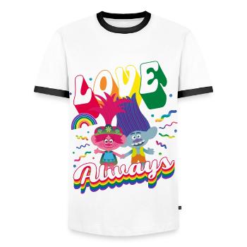 Trolls Love Always Rainbow Colours - Men's Ringer Shirt - white/black - Front - AI Model Female 172 light (172cm) & AI Model Male 178 dark (178cm)