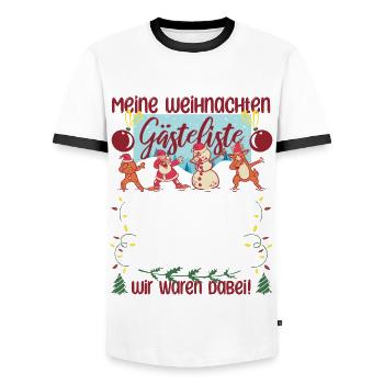 Weihnachten Gästeliste Unterschreiben Party Liste - Männer Kontrast-T-Shirt - Weiß/Schwarz - Vorne - AI Model Female 172 light (172cm) & AI Model Male 178 dark (178cm)