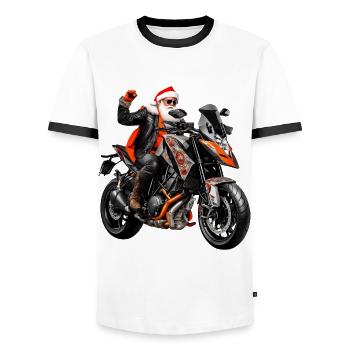 Père Noël Biker - T-shirt contrasté Homme - blanc/noir - Devant - AI Model Female 172 light (172cm) & AI Model Male 178 dark (178cm)