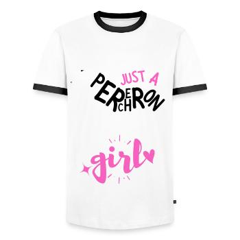 Nur ein Percheron-Mädchen | Pferderasse Frauen Tochter - Männer Kontrast-T-Shirt - Weiß/Schwarz - Vorne - AI Model Female 172 light (172cm) & AI Model Male 178 dark (178cm)