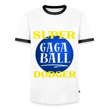 Ma planète est Gaga Ball Dodgeball Hexagon Pit - T-shirt contrasté Homme - blanc/noir - Devant - AI Model Female 172 light (172cm) & AI Model Male 178 dark (178cm)