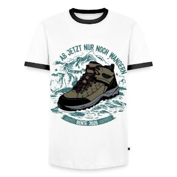 Ab jetzt nur noch wandern - Rente 2026 - Männer Kontrast-T-Shirt - Weiß/Schwarz - Vorne - AI Model Female 172 light (172cm) & AI Model Male 178 dark (178cm)