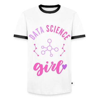Data Science Girl Woman - Men's Ringer Shirt - white/black - Front - AI Model Female 172 light (172cm) & AI Model Male 178 dark (178cm)