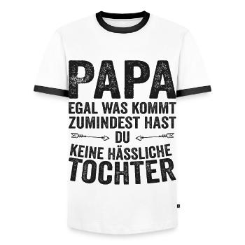 Papa Père Fille Fête des pères - T-shirt contrasté Homme - blanc/noir - Devant - AI Model Female 172 light (172cm) & AI Model Male 178 dark (178cm)
