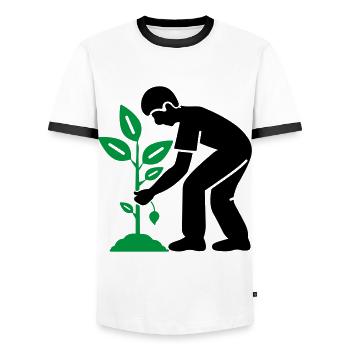 Tree Plants Garden Environment - Men's Ringer Shirt - white/black - Front - AI Model Female 172 light (172cm) & AI Model Male 178 dark (178cm)