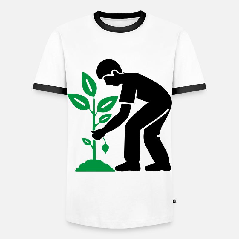Tree Plants Garden Environment - Men's Ringer Shirt - white/black