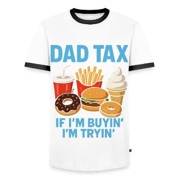 Dad Tax Fast-Food Dad Fun - Men's Ringer Shirt - white/black - Front - AI Model Female 172 light (172cm) & AI Model Male 178 dark (178cm)