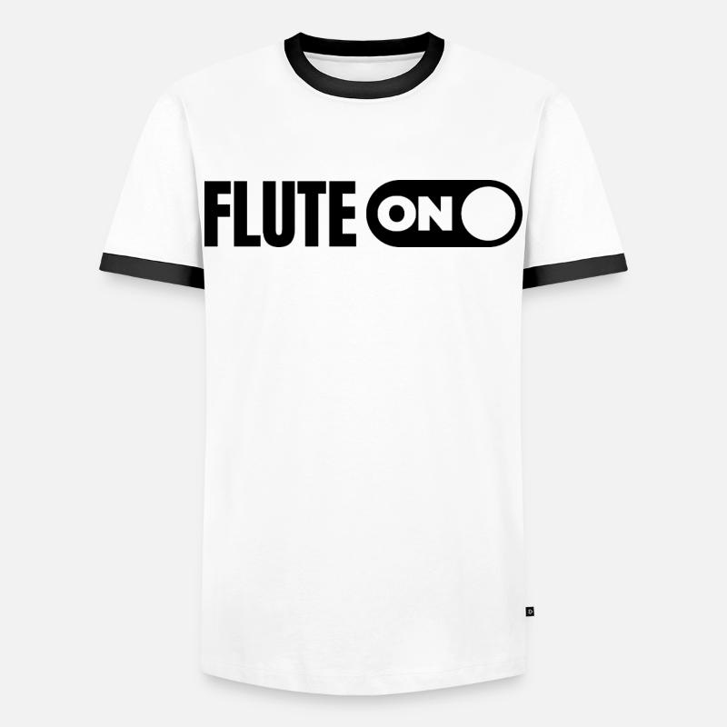 Flöte einschalten - Männer Kontrast-T-Shirt - Weiß/Schwarz