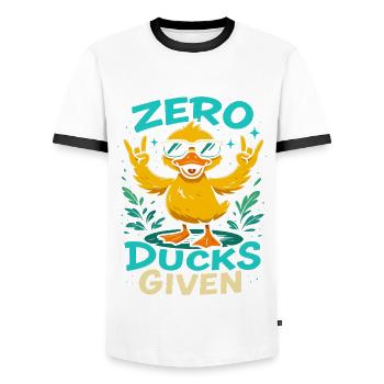 Zero Ducks Given Duck Theme Fun - Men's Ringer Shirt - white/black - Front - AI Model Female 172 light (172cm) & AI Model Male 178 dark (178cm)
