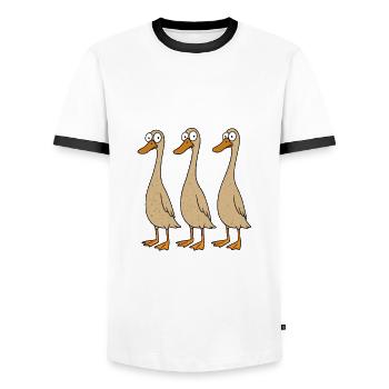 Ducks Dad Duck Ducks Mom Duck Breeding - Men's Ringer Shirt - white/black - Front - AI Model Female 172 light (172cm) & AI Model Male 178 dark (178cm)