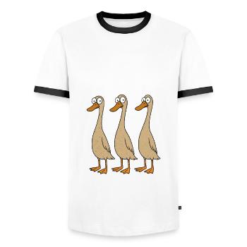Ducks Duck Mom Duck Dad Duck Breeding Duck Ducks - Men's Ringer Shirt - white/black - Front - AI Model Female 172 light (172cm) & AI Model Male 178 dark (178cm)