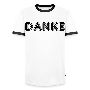 Danke - Männer Kontrast-T-Shirt - Weiß/Schwarz - Vorne - AI Model Female 172 light (172cm) & AI Model Male 178 dark (178cm)