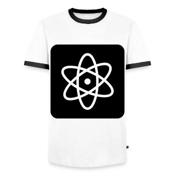 Attention: atomic physics - Men's Ringer Shirt - white/black - Front - AI Model Female 172 light (172cm) & AI Model Male 178 dark (178cm)