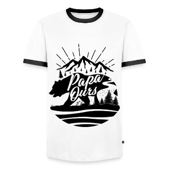 T-shirt Fête des Pères - Papa Ours - T-shirt contrasté Homme - blanc/noir - Devant - AI Model Female 172 light (172cm) & AI Model Male 178 dark (178cm)