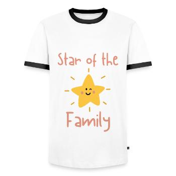Star of the Family little laughing star fun - Men's Ringer Shirt - white/black - Front - AI Model Female 172 light (172cm) & AI Model Male 178 dark (178cm)