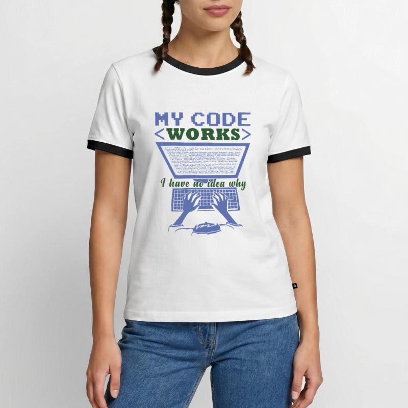 Funny Code Joke Coding Men's Ringer Shirt