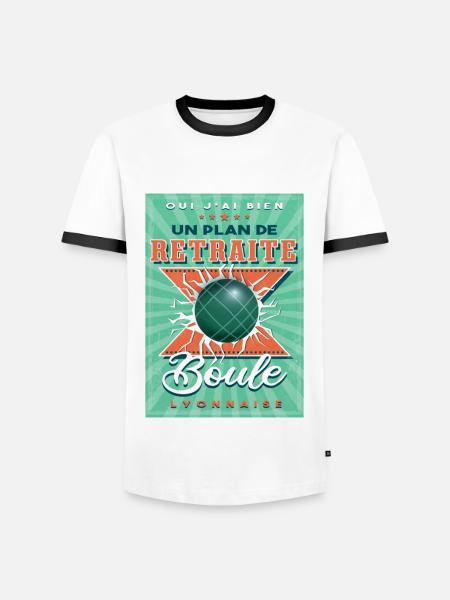 Boule Lyonnaise Retraite - T-shirt contrasté Homme - blanc/noir