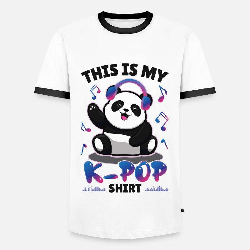 Panda K-Pop - Männer Kontrast-T-Shirt - Weiß/Schwarz