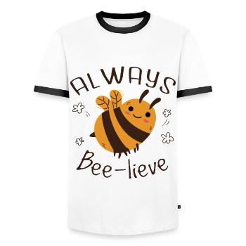Cute Bumblebee - Men's Ringer Shirt - white/black - Front - AI Model Female 172 light (172cm) & AI Model Male 178 dark (178cm)