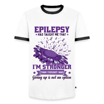 I May Have Epilepsy - Men's Ringer Shirt - white/black - Front - AI Model Female 172 light (172cm) & AI Model Male 178 dark (178cm)