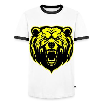 Tête de grizzli - T-shirt contrasté Homme - blanc/noir - Devant - AI Model Female 172 light (172cm) & AI Model Male 178 dark (178cm)